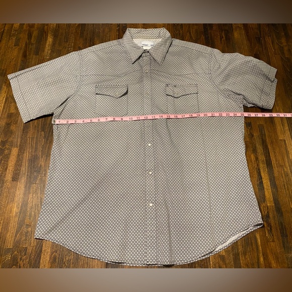 Wrangler Wrancher Shirt Mens XL Geometric AOP Pearl Snap Short Sleeve Western - Picture 6 of 7